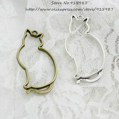 

Sweet Bell (20 pieces/lot) 27*53mm Antique Alloy Hollow Big Cat Charm Pendant Jewelry Making Pendant 3C417