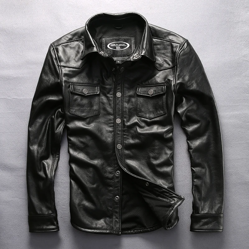 

Read Description! Men's Cow Leather Outerwear Cowhide Genuine Vintage Rider Jacket For Male