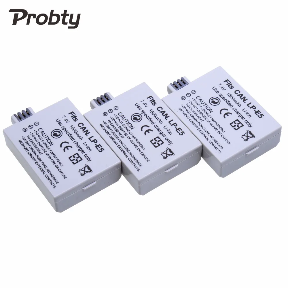

3 Pcs LP-E5 LPE5 LP E5 Rechargeable Camera Battery For CANON 450D 500D 1000D KISS X2 X3 F Rebel XS XSi T1i 7.4V 1500mAh