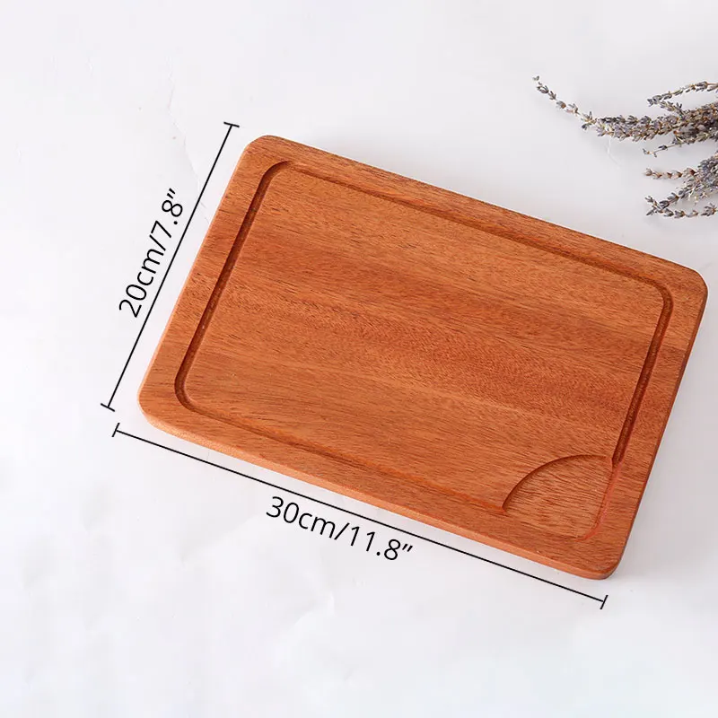 30x 20x 2 cm Разделочная доска с желобком для сока-лучшая кухонная разделочная доска для стейка, многоцелевой толстый поднос для еды из дерева Sapele - Цвет: 30x 20x 2 cm