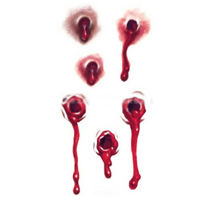 Bloodstain Scar Stickers 3D Bright Sticker 10PCS Funny Halloween Horror Wound Lifelike | Дом и сад