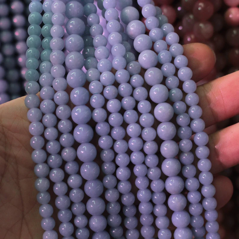 Круглые бусины из природного камня Angelite / Anhydrite/Celestite незакрепленные для