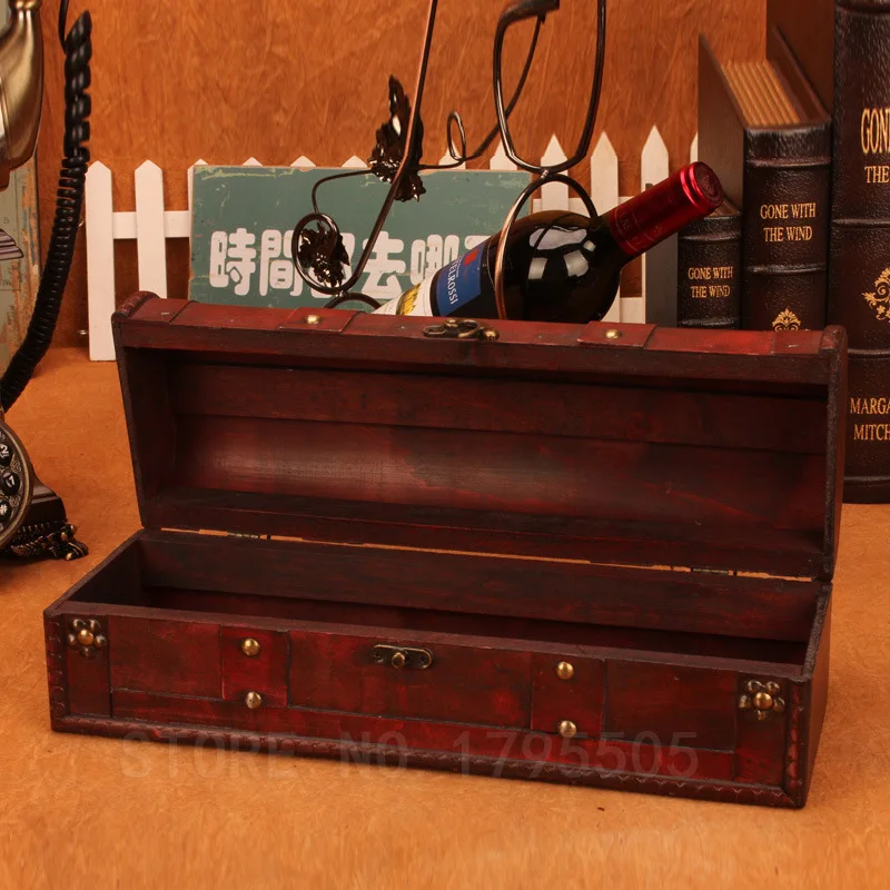 Деревянная антикварная винная коробка в ретро стиле подарочная упаковка для