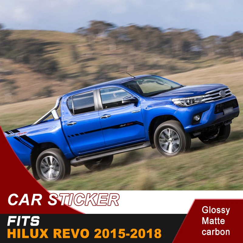Hilux racing side stripe pickup boxbed graphic виниловые 4x4 автомобильные наклейки для TOYOTA HILUX revo и vigo