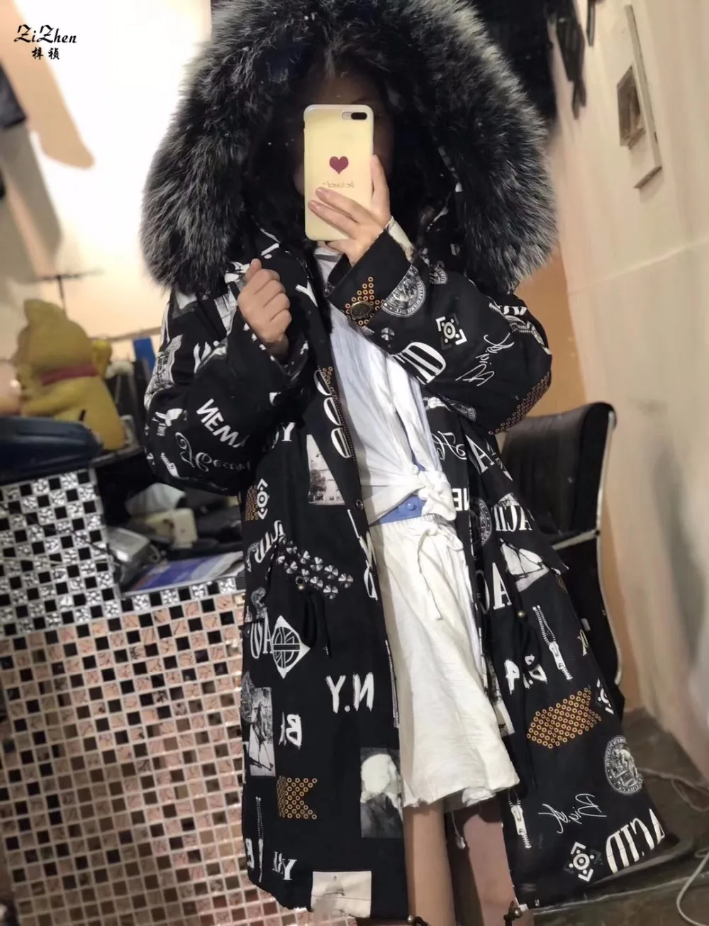 Зимние Для женщин теплые натурального меха норки лайнер пальто Съемная длинная