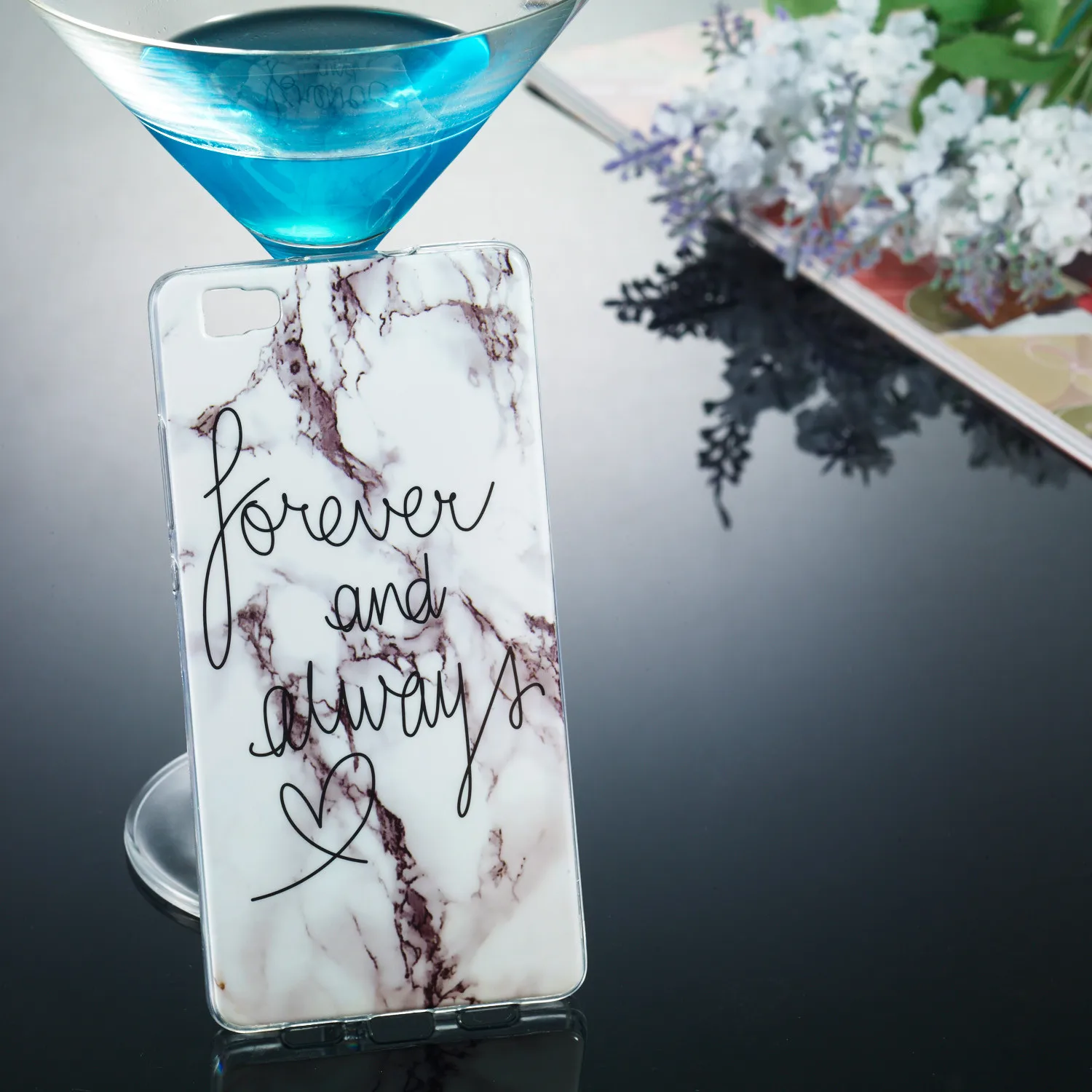 Роскошный чехол для Huawei P8 Lite из мягкого ТПУ силикона с мраморным узором ультра