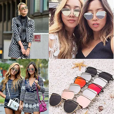 Женские зеркальные солнцезащитные очки в стиле ретро с металлической оправой