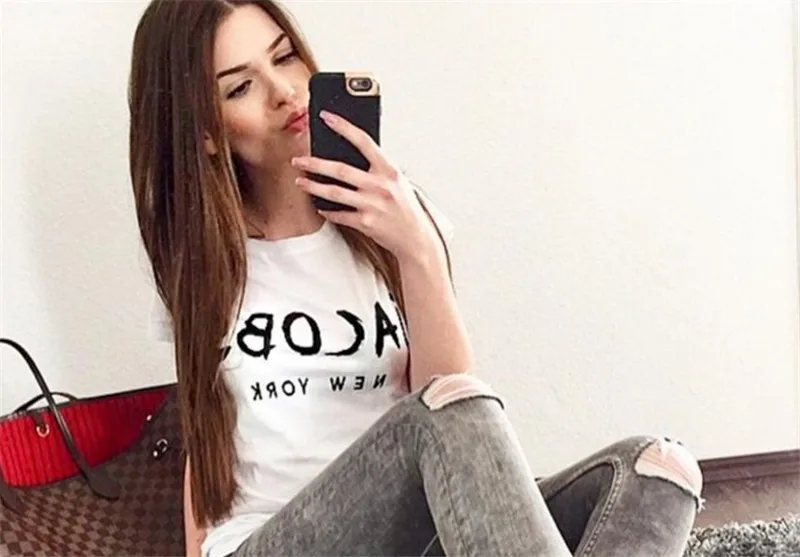 Брендовая Новая модная женская забавная футболка JACOBS повседневные хлопковые