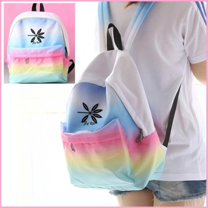Mainlead New kpop EXO Group CHEN CHANYEOL Same Gradient Pink Blue Color Canvas Backpack |