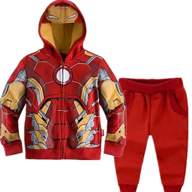 Красный Толстовки с капюшоном для мальчиков, Мстители, супергерои Marvel, Железный человек, Тор, Халк, Капитан Америка, Человек-паук, Толстовка для детей, куртка с рисунком, костюм - Цвет: Красный
