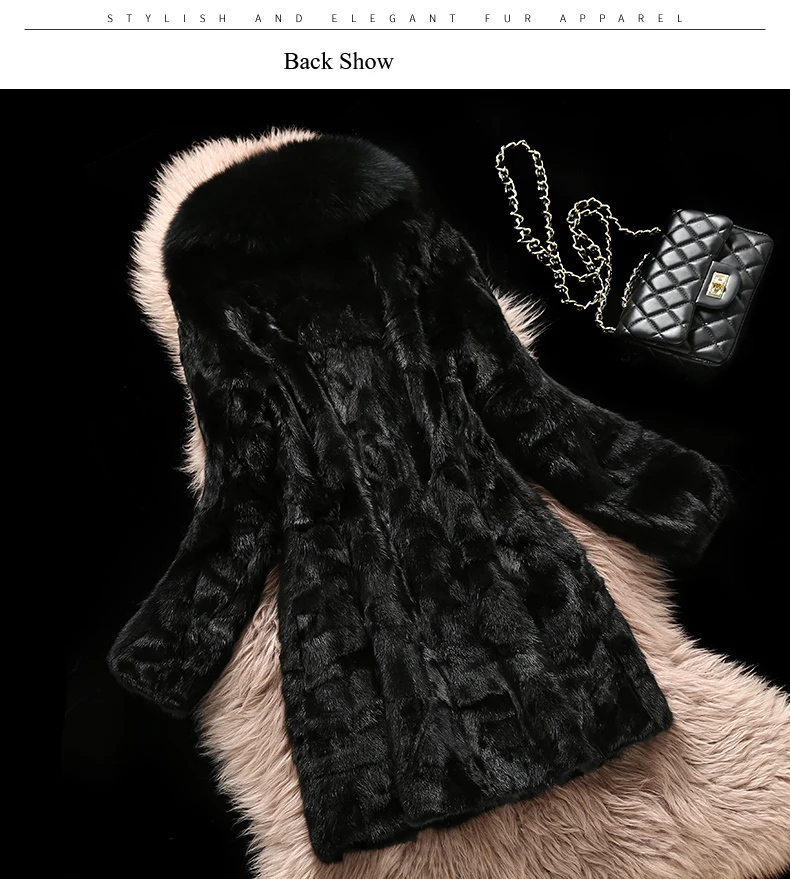 2017 Роскошные Подлинная Фокс меховой воротник пальто дамы реального норки Мех