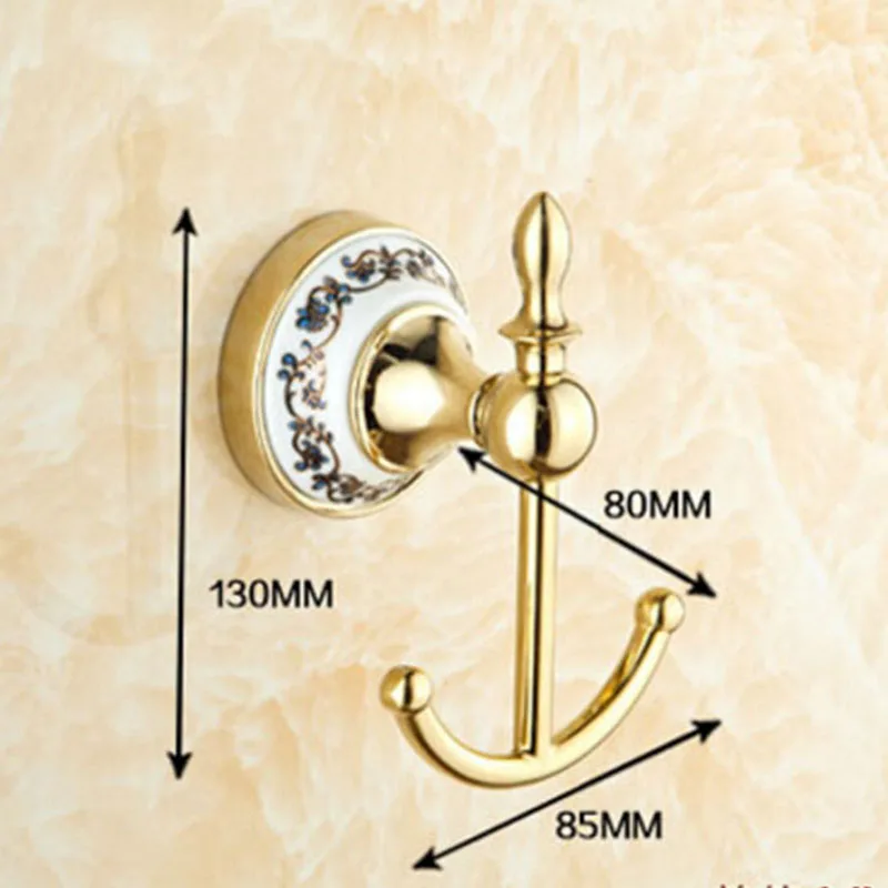 UniFish Bathroom Wall Mount Antique Brass Hardware Robe Hook with Ceramic Flower Living Room Bronze Hangers | Обустройство дома