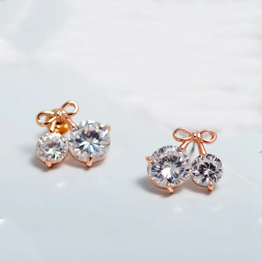 2017 Новое Прибытие Вишневый Роуз Позолоченные Цирконий Свадебные Женщины Стад