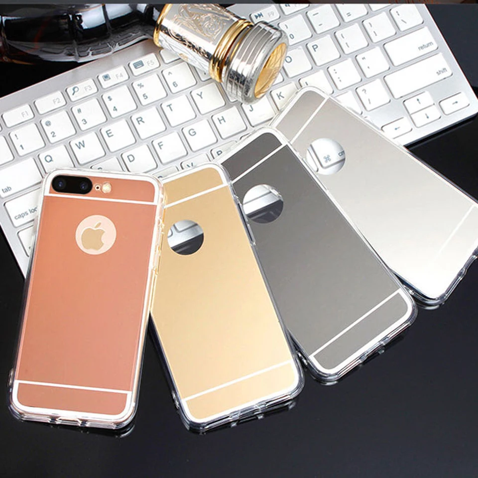 Mirror Case For iphone X Cover Hybrid Silicone Frame Acylic Shining Back TPU Soft SE 5 5s 6 6s 7 8 Plus XR XS MAX |