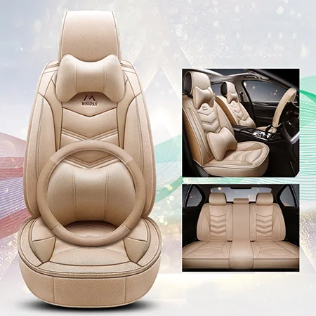 Beige Luxury Передние+ задние) льняные чехлы для сидений автомобиля набор для kia Rio 3 4 kia Sorento soul spectra Sportage Stinger Stonic 2013 - Название цвета: Beige Luxury
