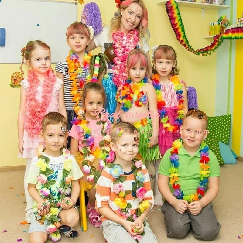 36 шт. Гавайские Леи шелковые венки фламинго для вечеринки пляжа свадьбы дня