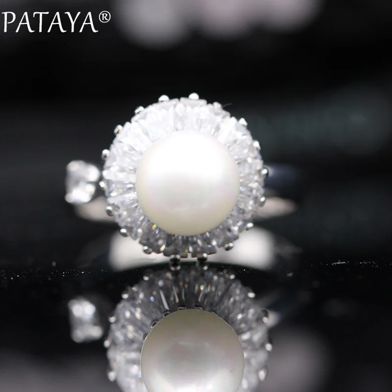 PATAYA, новинка, женские кольца с жемчугом, 585, розовое золото, модное ювелирное изделие, натуральный циркон, креативные, разлагаемые, вращающиеся, открывающиеся кольца