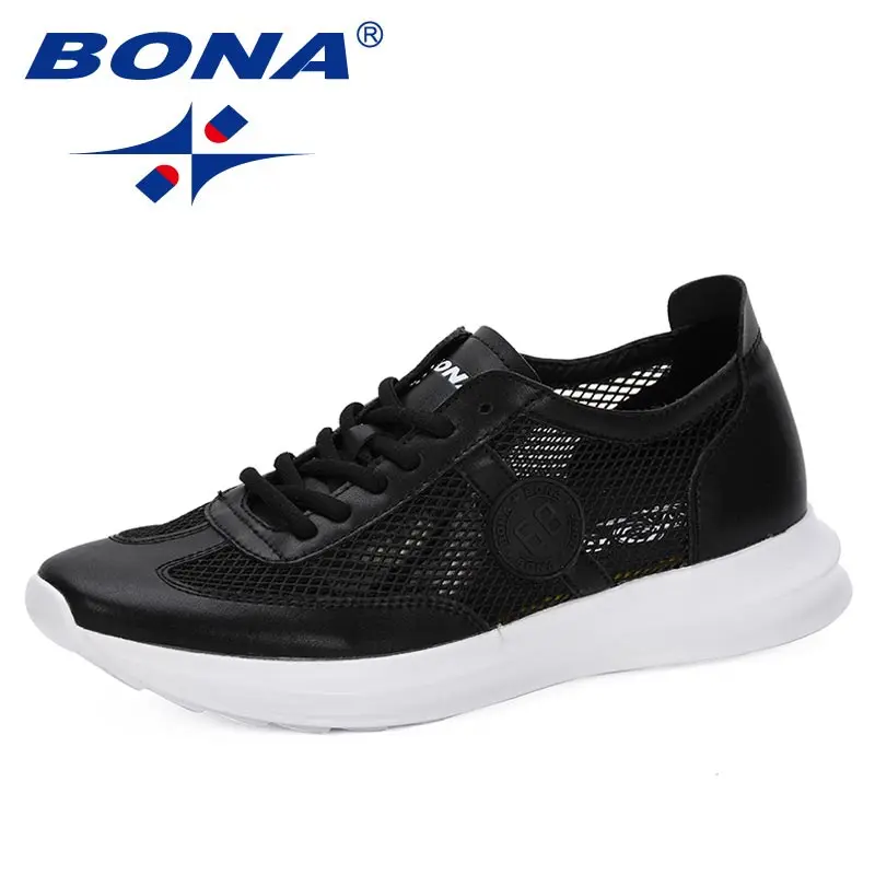 BLACK BONA/Новинка года; Популярные стильные мужские туфли из сетчатого материала; повседневные дышащие мужские кроссовки; модная мужская обувь; удобная модная обувь - Цвет: BLACK