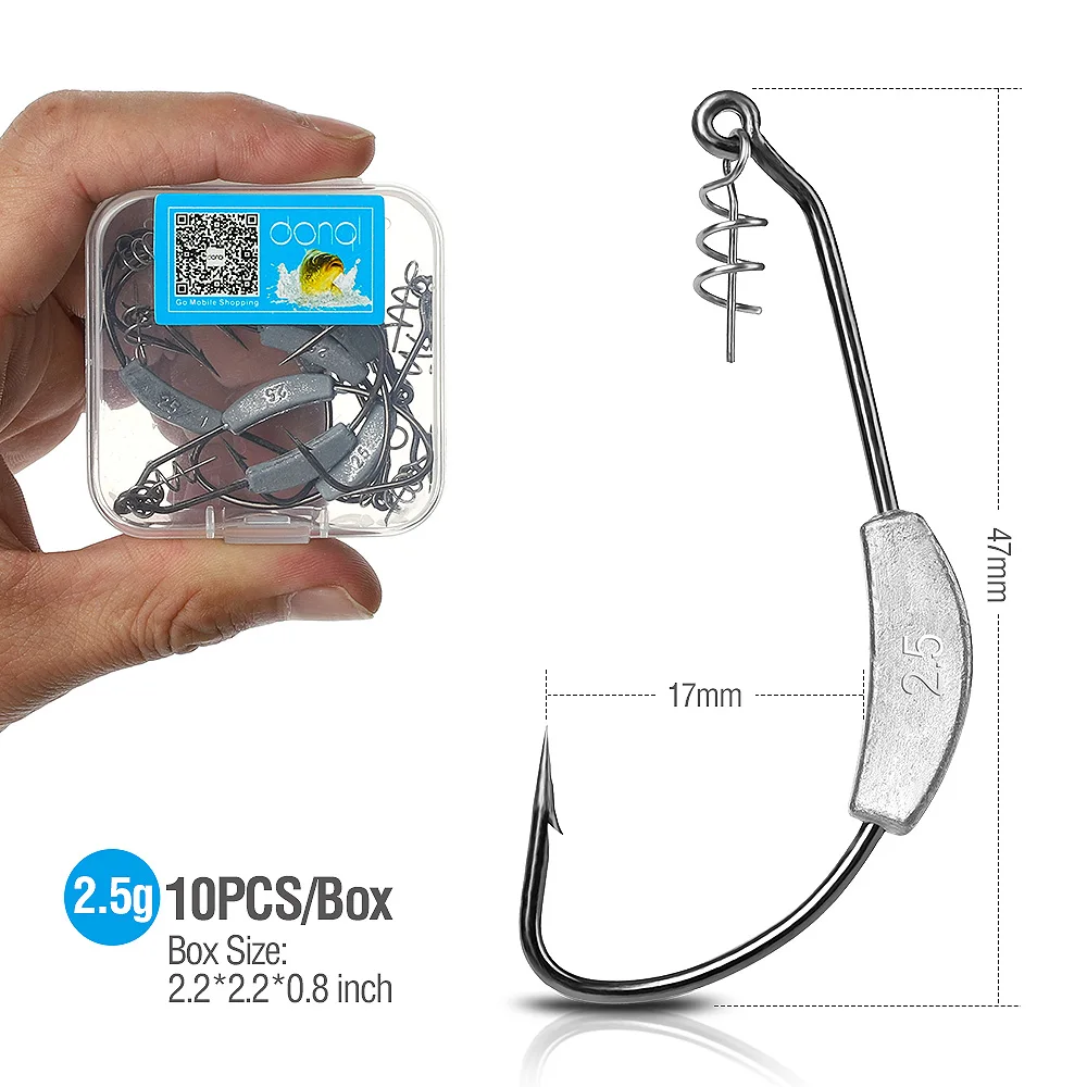 DONQL 10 шт./компл. Lead Jig Head бронзовых морских рыболовных крючков 2g-7g широкая заводная рукоятка Смещение крючки для мягкие приманки рыболовные снасти набор