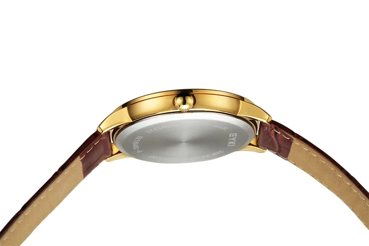 2016 EYKI марка бизнес часы любителей новинка кожа кварцевые мужские золотые