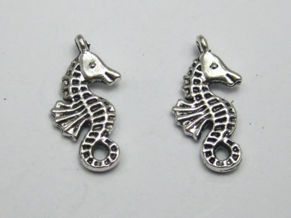 50 Тибет Серебряный тон морская лошадь Шарм Подвески 23x11мм двойная сторона