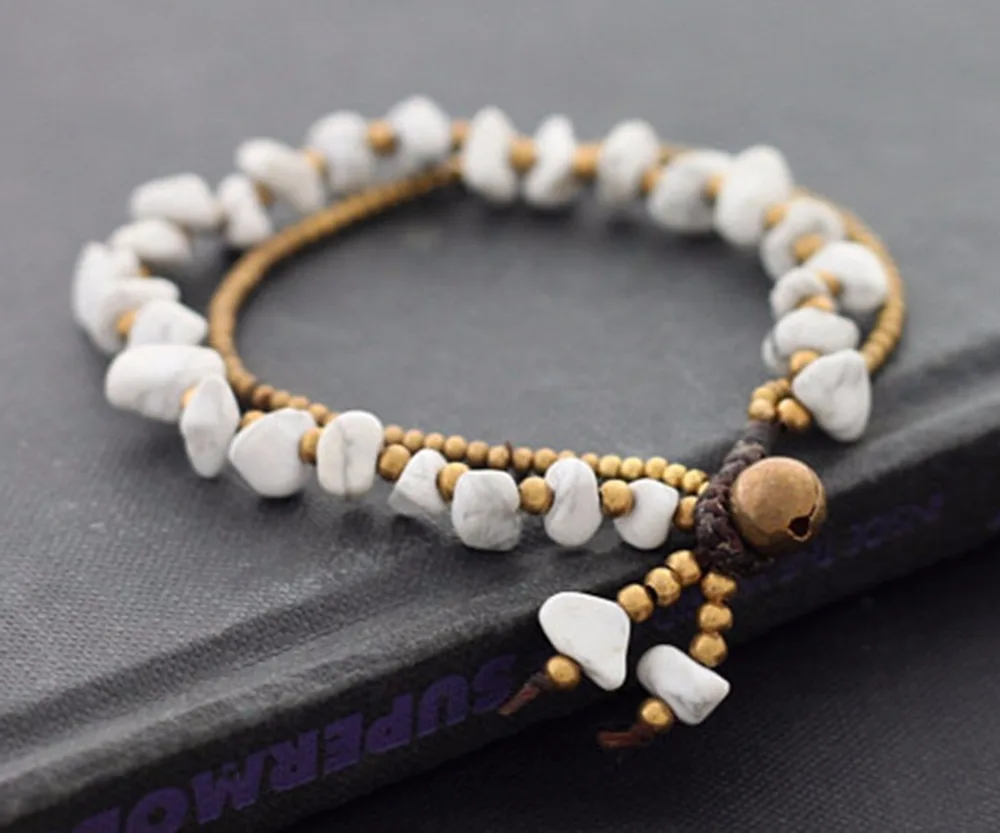 2018 new modern handmade gold chain bracelets original jewelry tiger eye howlite natural stone thai brass bracelet party gift | Украшения и