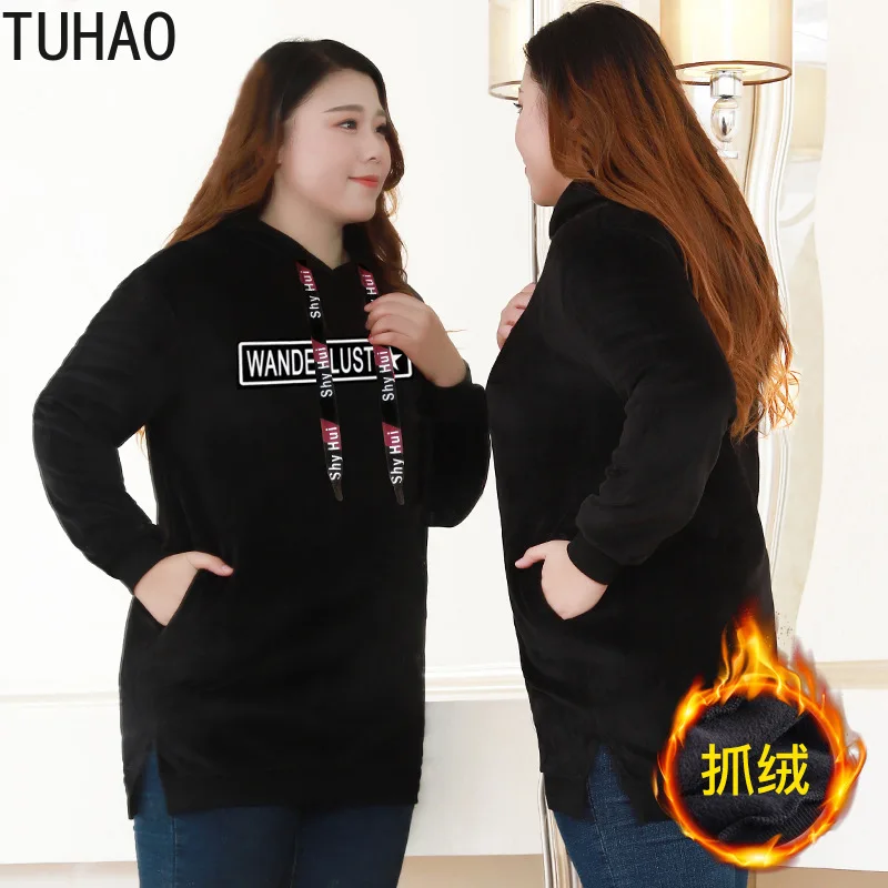 TUHAO размера плюс 10XL 8XL 6XL женские толстовки свитшоты черные с длинным рукавом