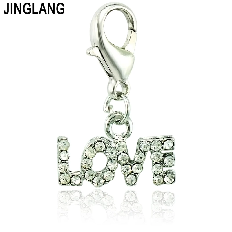 Оптовая цена подвеска JINGLANG с застежкой лобстером Подвески DIY надписью LOVE для