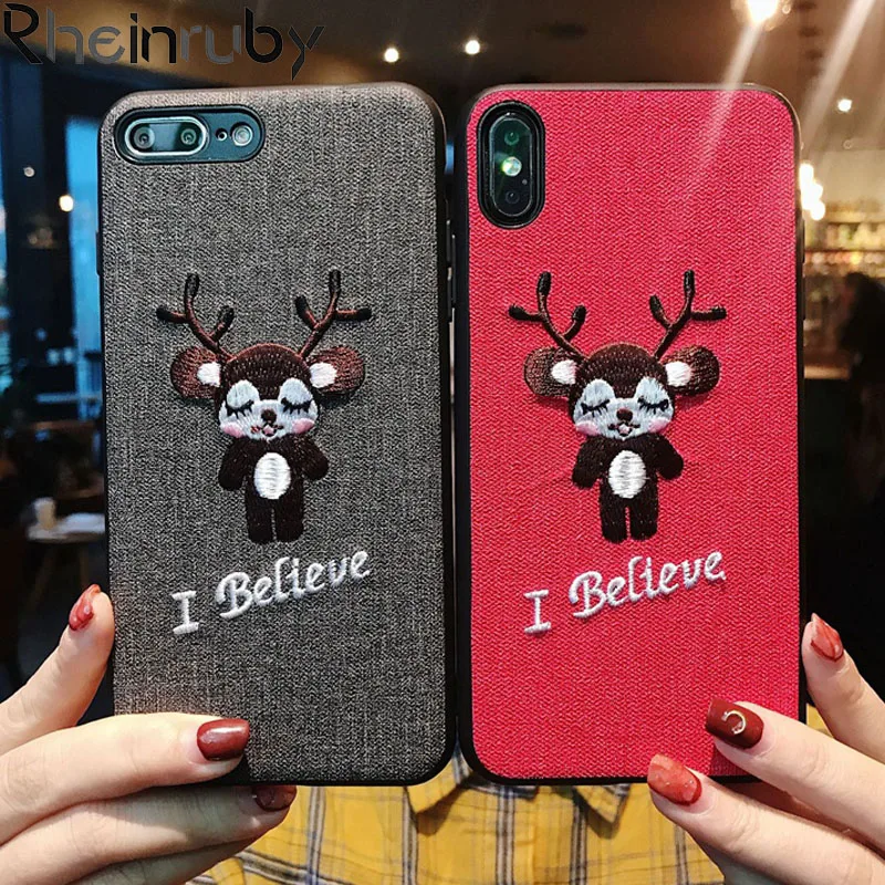 Rheinruby Embroidery Case For iPhone X XS XR Max 6S 7 8 Plus Cases Huawei P20 Pro Lite Galaxy Note 9 S8 S9 |