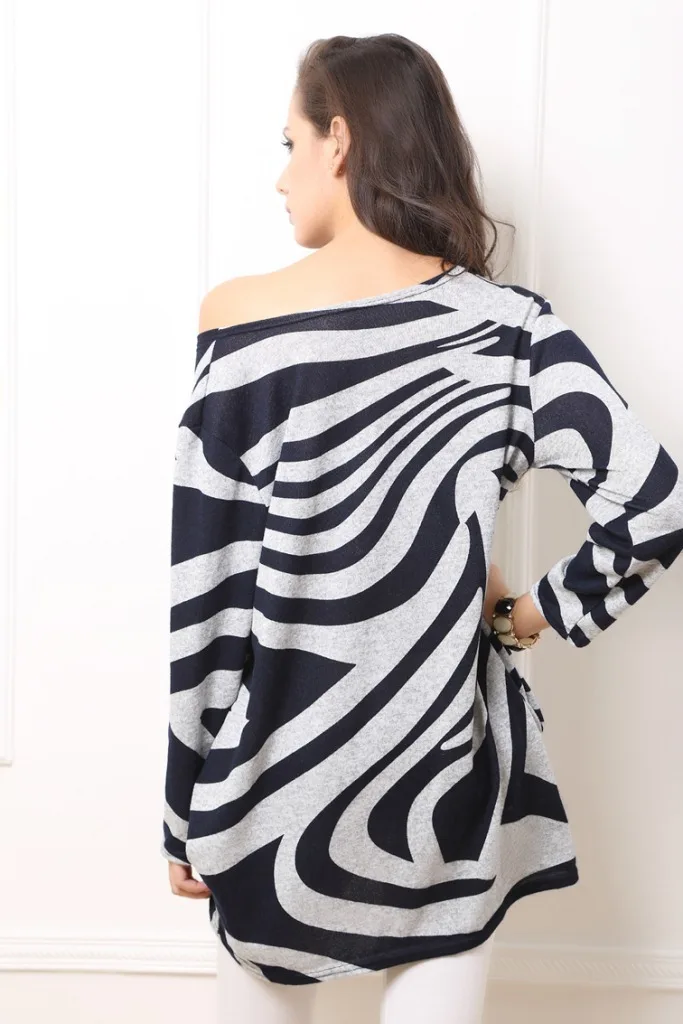 Асимметричное Полосатое платье с круглым вырезом на одно плечо Vestidos De Mujer большой