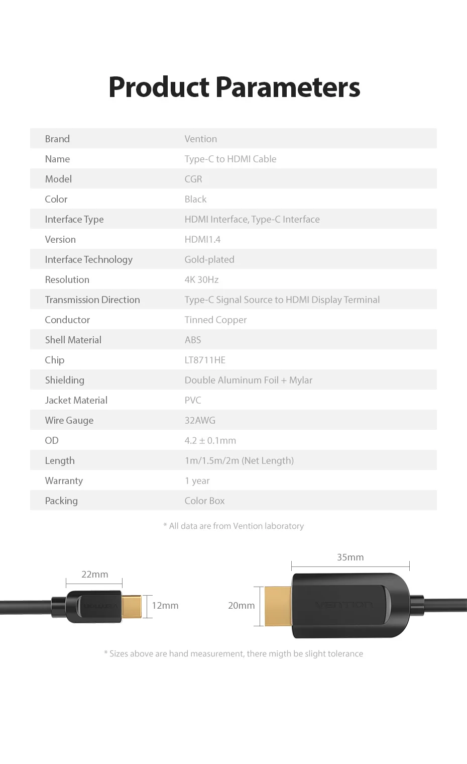 Vention USB C HDMI Тип Кабеля C к HDMI Thunderbolt 3 для MacBook huawei Коврики P20 Pro samsung Galaxy S9/ s10 USB-C HDMI адаптер