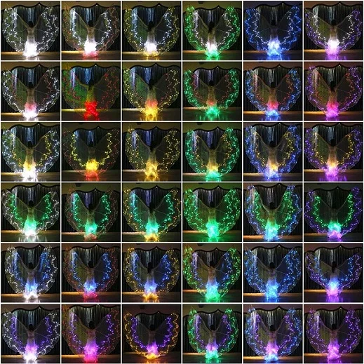 varied 36 colors Женский 12 точечный Звездный цветной светильник для танца живота Isis Крылья Ангела светодиодный сказочный костюм бабочки восточные аксессуары для танца живота - Цвет: varied 36 colors