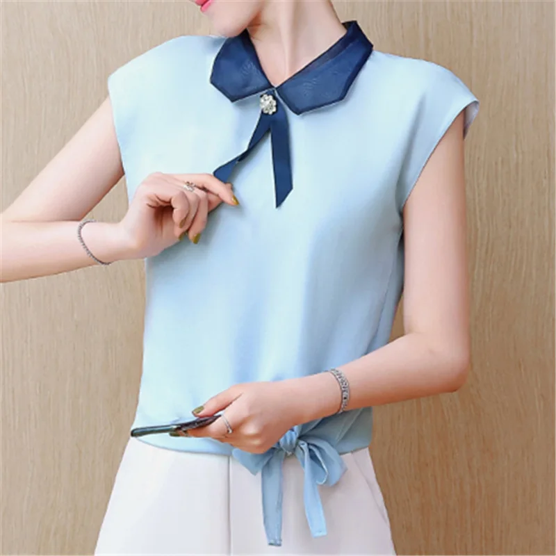 Новинка 2019 года летние женские блузки и топы с расклешенными рукавами шифоновая