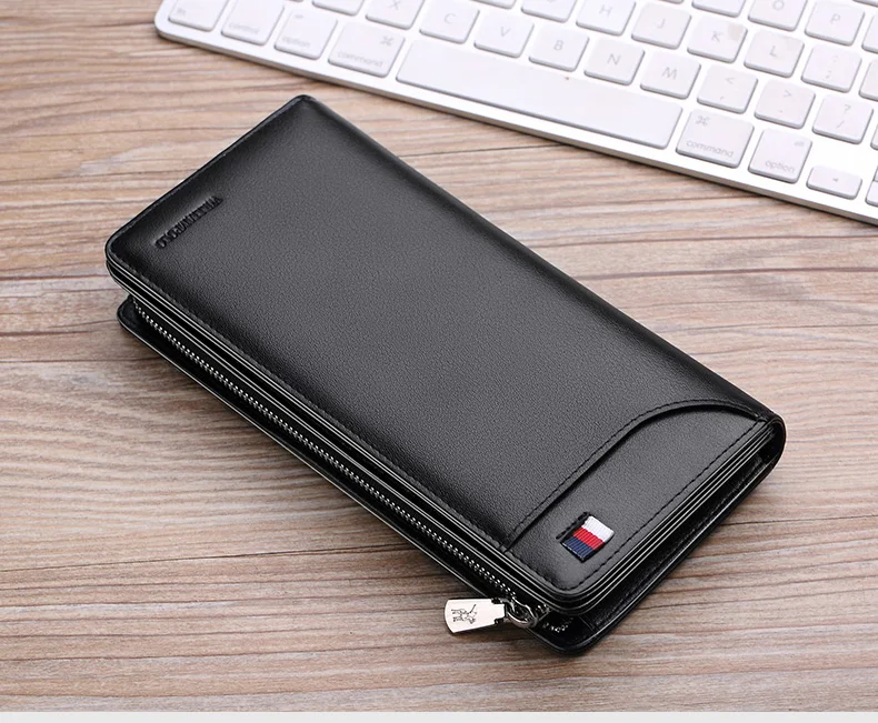 WILLIAMPOLO Genuine Leather Male Wallet Cartera Hombre With 23 Card Holder Zipper Closure Men's Wallet PL301