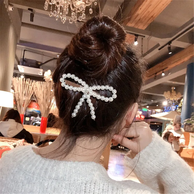

5pcs/lot Popular Fashion Princess Pearl Hair Clip Cute Bowknot Barrette Girls Hair Styling Tools Casual Hair Accessories