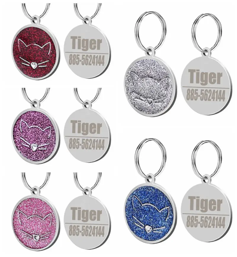 Блестящая персональная идентификационная бирка для собаки из нержавеющей стали