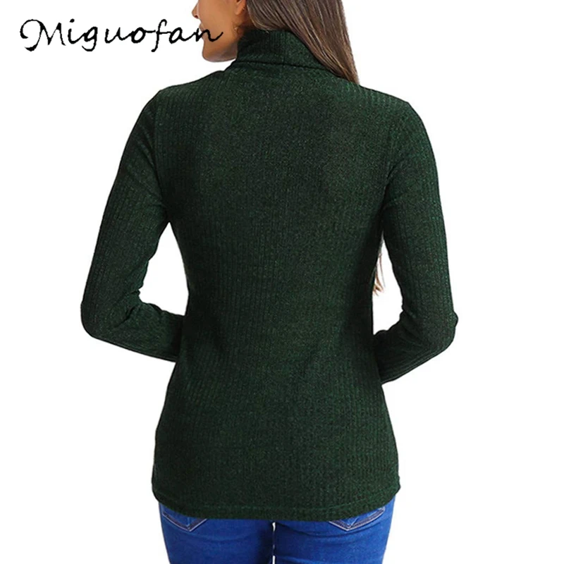 Miguofan Winter Women Knitted Pullovers Sweater Turtleneck Elastic Slim Fitness Jumper Tops Women's 2019 Autumn | Женская одежда