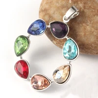 trendy beads silver plated round rhinestone healing reiki chakra pendulum pendant charm jewelry