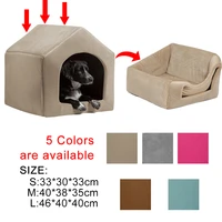 cheap house multifuctional house shape dog house nest with mat foldable pet dog bed cat bed house for small medium dogs