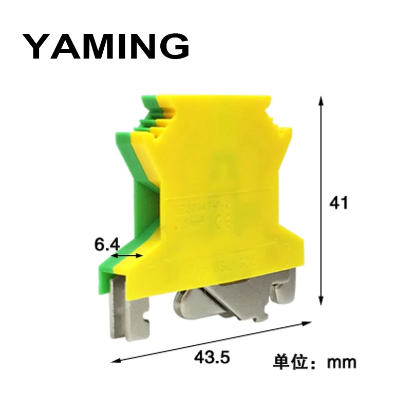 

10pcs/lot Wire Terminal blocks UK-2.5B universal lug plate Wiring Cable row connection DIN rail mounted UK2.5B Yellow/Green