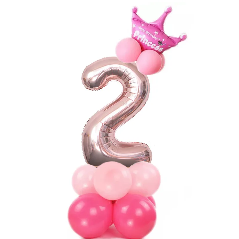 pink2 15 шт./лот, фольгированные шары с цифрами, воздушные шары для дня рождения, Детские воздушные шары для дня рождения, праздничные вечерние украшения - Цвет: pink2