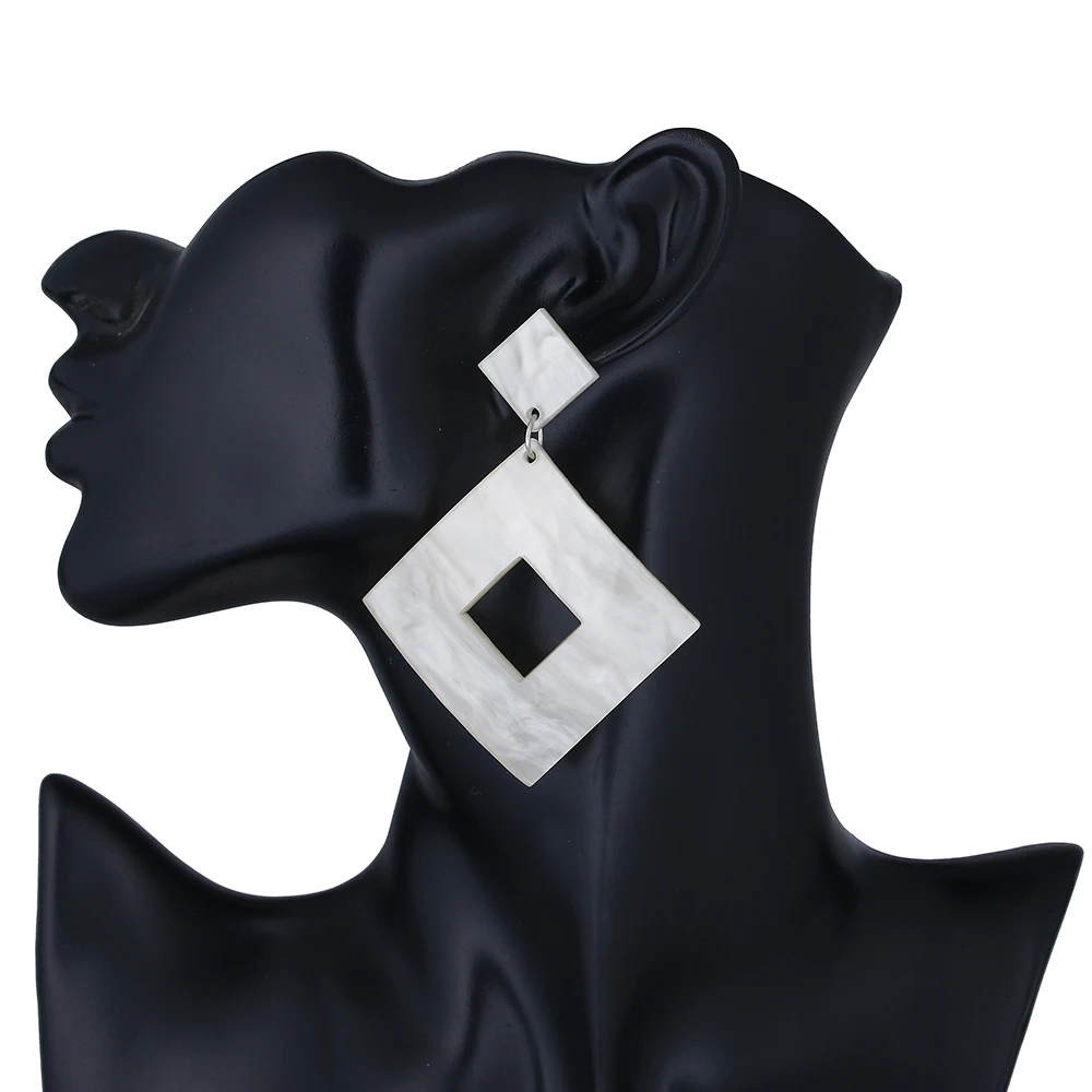 Fishsheep акриловые квадратные Висячие серьги для женщин винтажные белые висячие