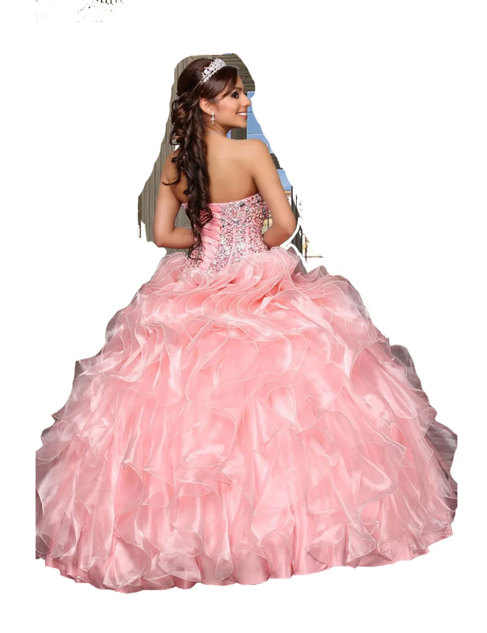 Принцесса сладкий 16 платья дебютантка рюшами из бисера дешевые 2016 на заказ