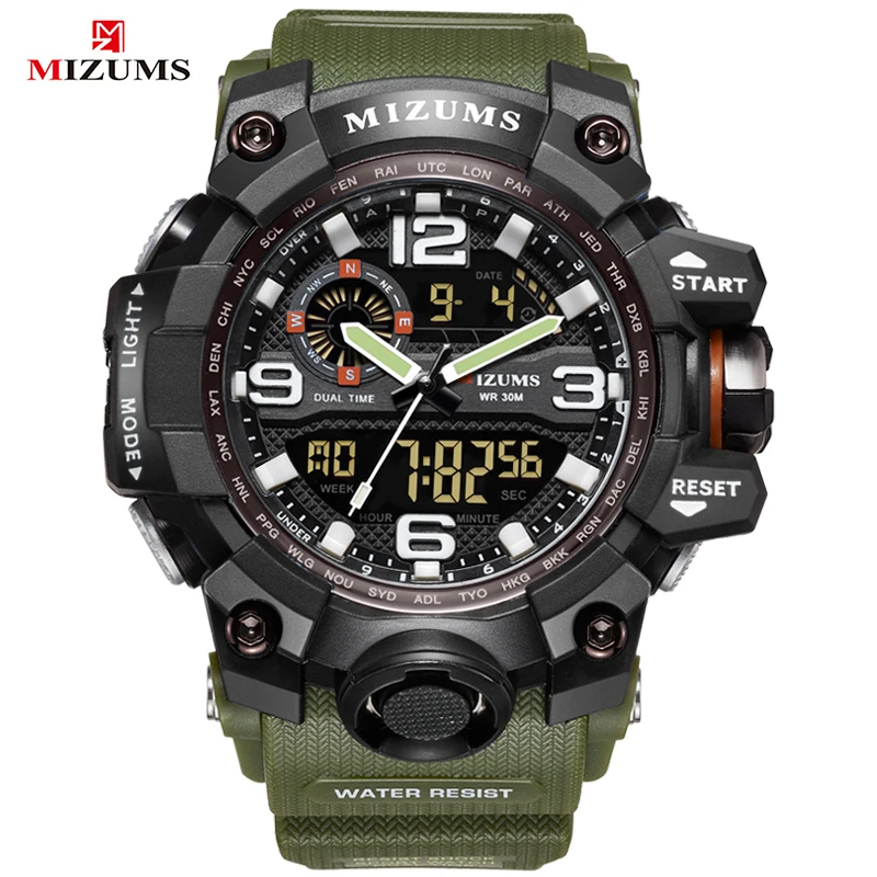 MIZUMS мужские наружные спортивные часы для мужчин водонепроницаемые военные