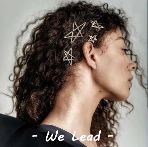 Женская заколка для волос со стразами 2 шт. необычная с сердечками и звездами