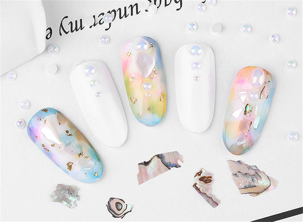 1 Box Pearls Sea Shell Stone Nails Art Sequins for Nail UV Gel Polish Decoration of Nail Accessories