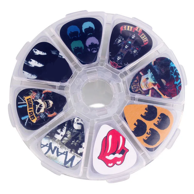 

SOACH 50pcs guitar picks pick 1 box case Rock Band Guitar Accessories cartoon Guitar paddle Mix Plectrums + Clear Makeup Case