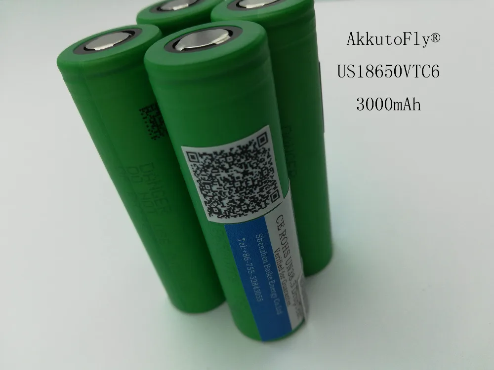 3pcs AkkutoFly for Sony VTC6 battery US18650VTC6 3000mAh 3.6v 30A high drain lithium 18650 rechargeable E-cigarette |