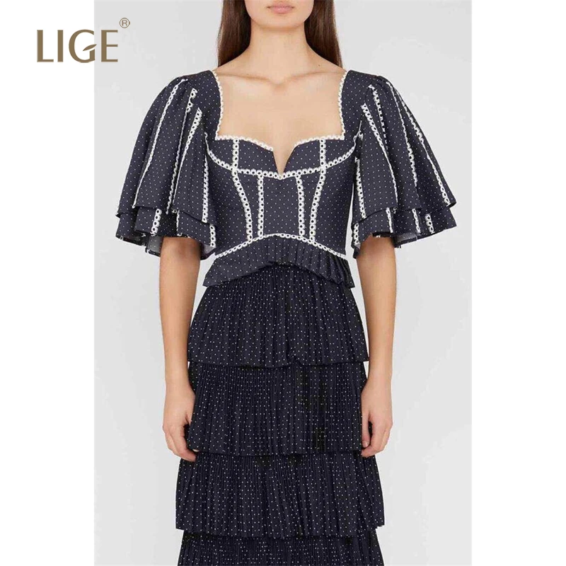 Топ с пышными рукавами для женщин v образным вырезом вышивка полосатый свитер