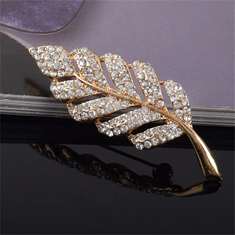 Женская Винтажная брошь в виде листьев с кристаллами| |